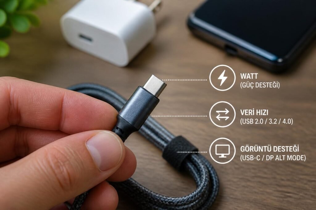 USB-C Kablo Alırken Watt, Veri Hızı ve Görüntü Desteği Nasıl Kontrol Edilir?